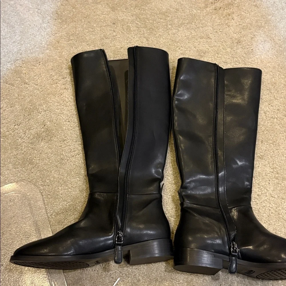 AEROSOLES Black Faux Leather Tall Boots-Size 8